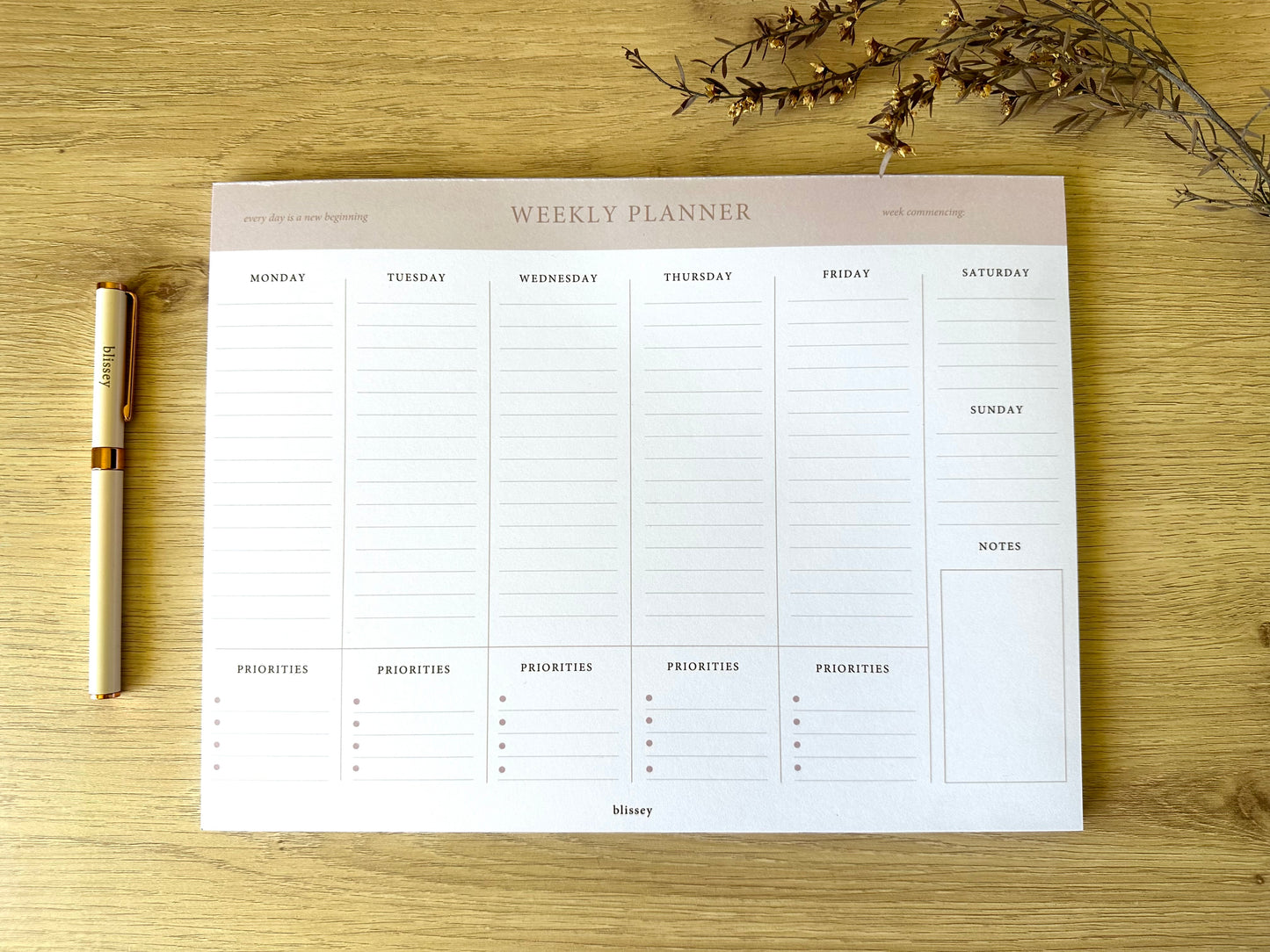 A4 Weekly Planner
